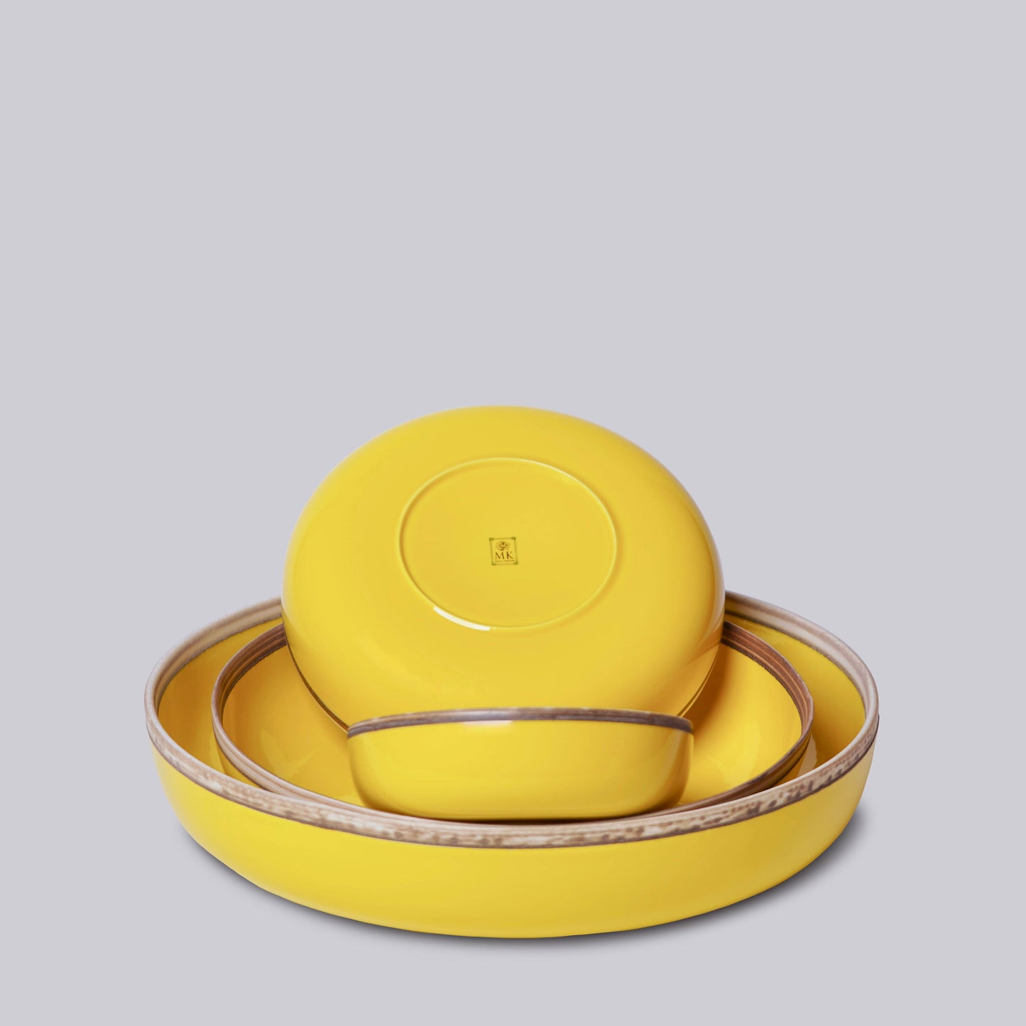 Yellow Glossy Nesting Porcelain Hermit Bowls
