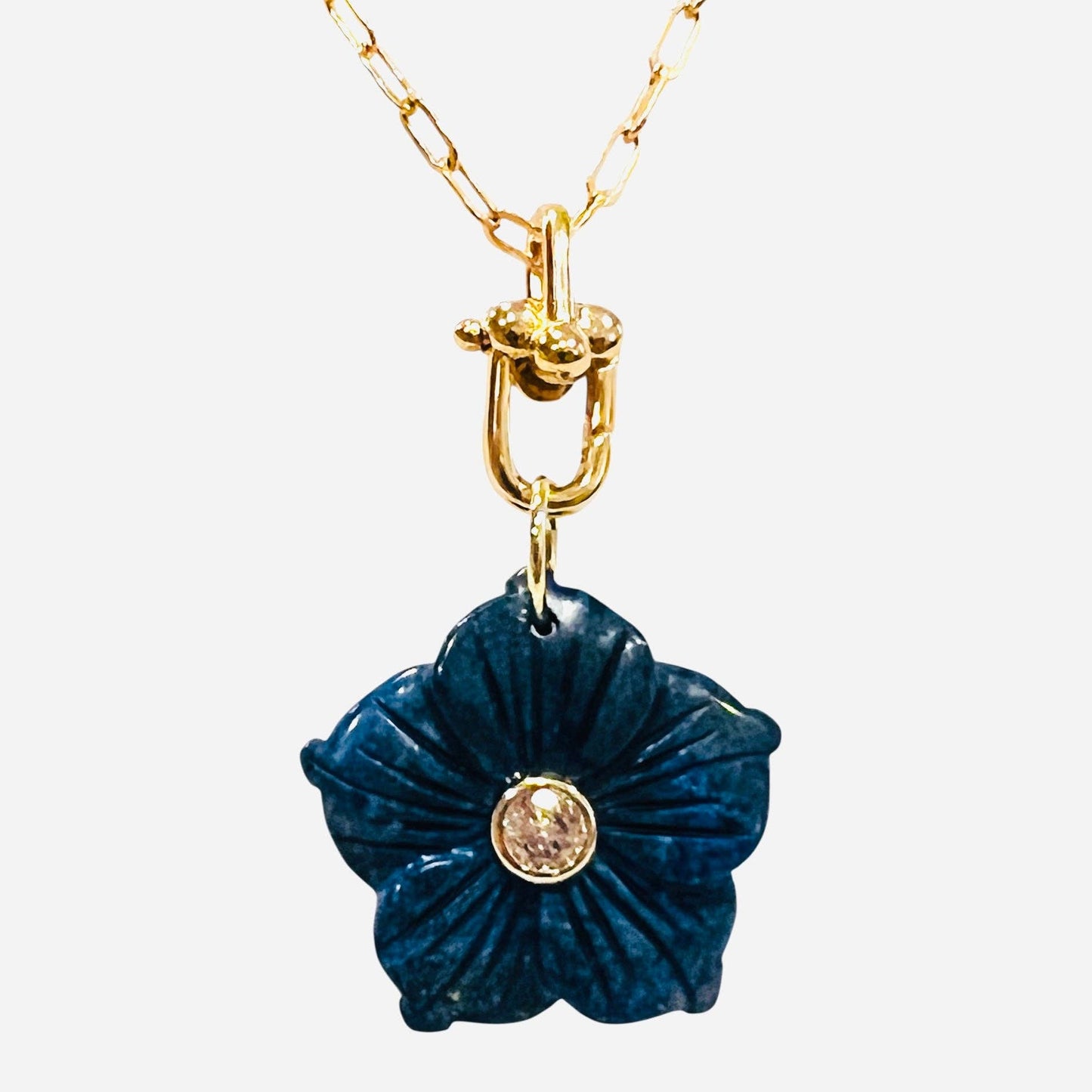 Lapis Flower Pendant Necklace