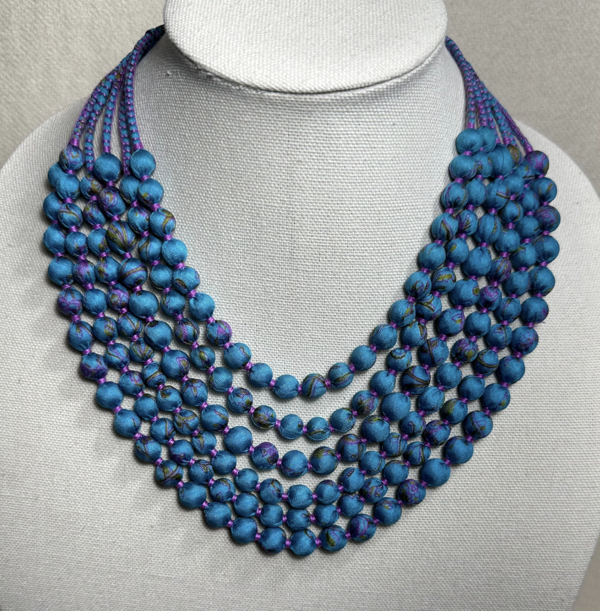 6 Strand Sari Silk Necklace