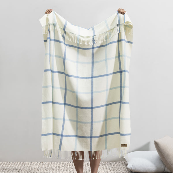 Blue Denim/Baby Blue Tattersall Plaid Throw