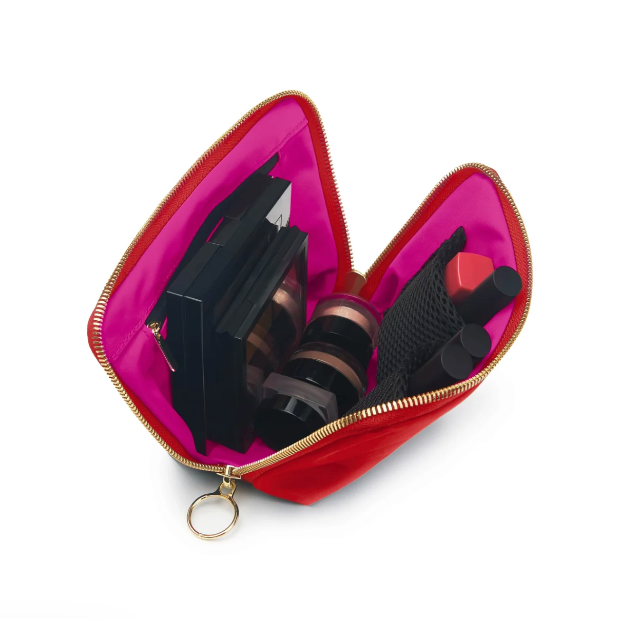 Candy Apple Red Everyday Makeup Bag (Pink Interior)