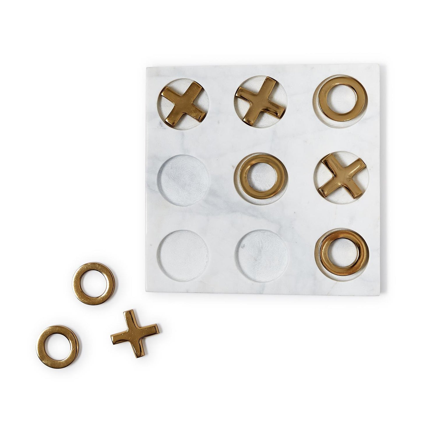 Gold & White Marble Tic Tac Toe
