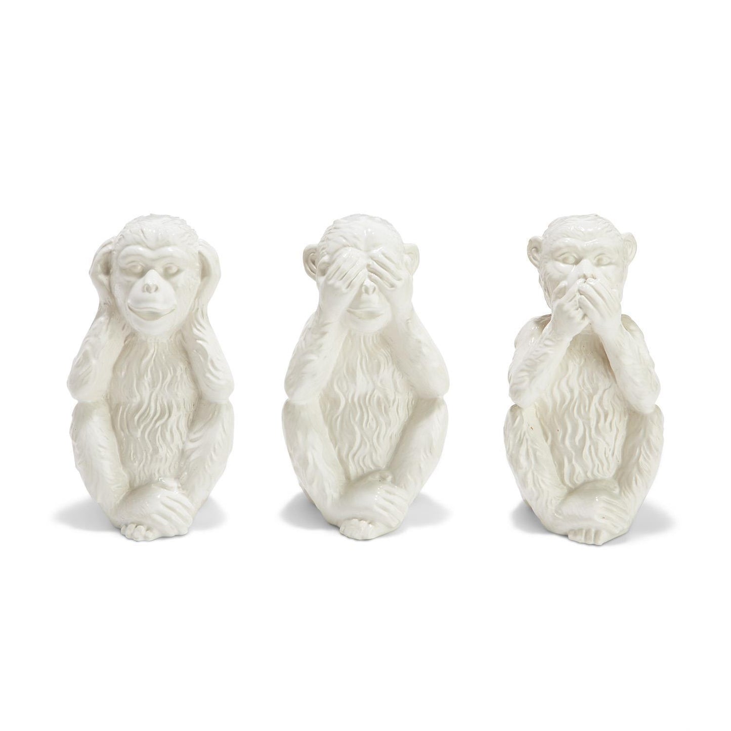 Set of 3 Hear No Evil, See No Evil, Speak No Evil Monkeys - Ceramic