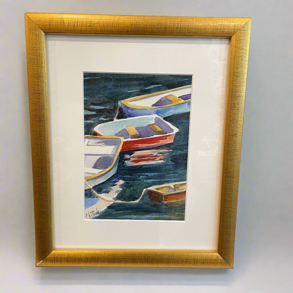 #12: Dinghy Dock, 8x10 Gold Frame by JoAnne Chittick