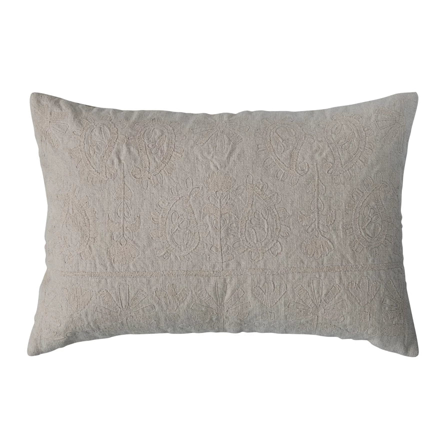 Embroidered Paisley Pattern Pillow 24” x 16”