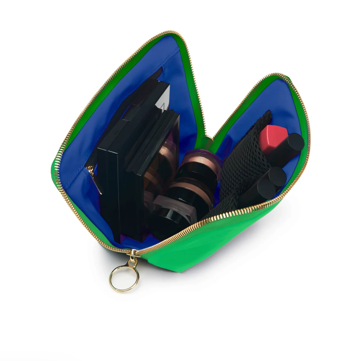Kelly Green Everyday Makeup Bag (Navy Interior)