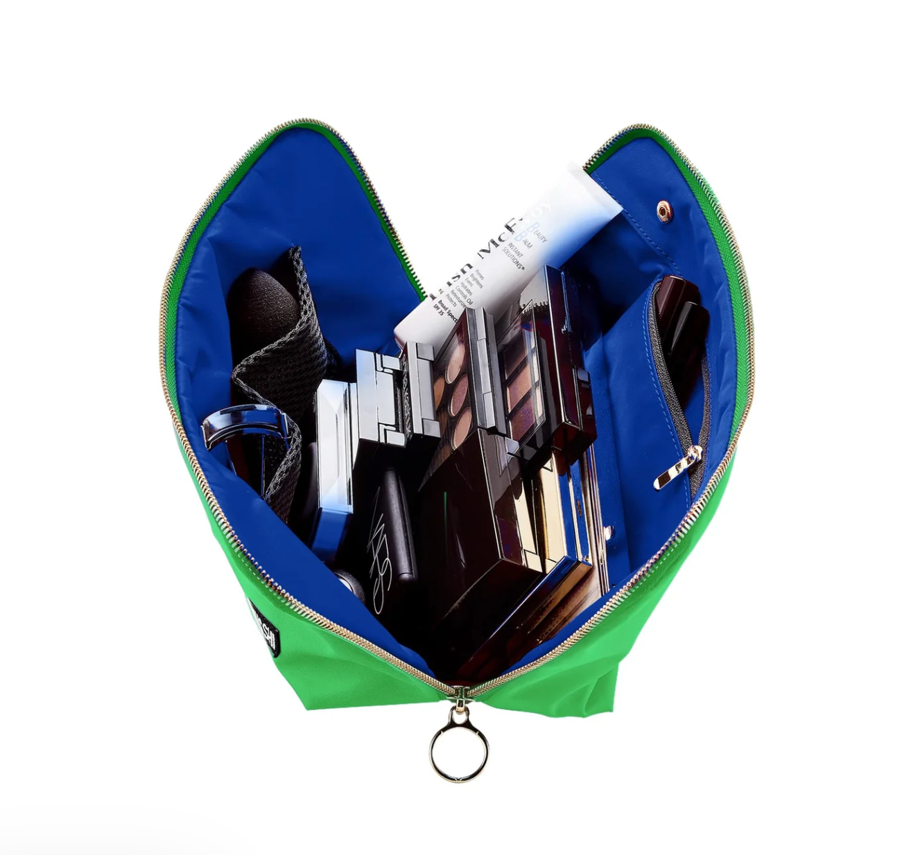 Kelly Green Vacationer Makeup Bag (Navy Interior)