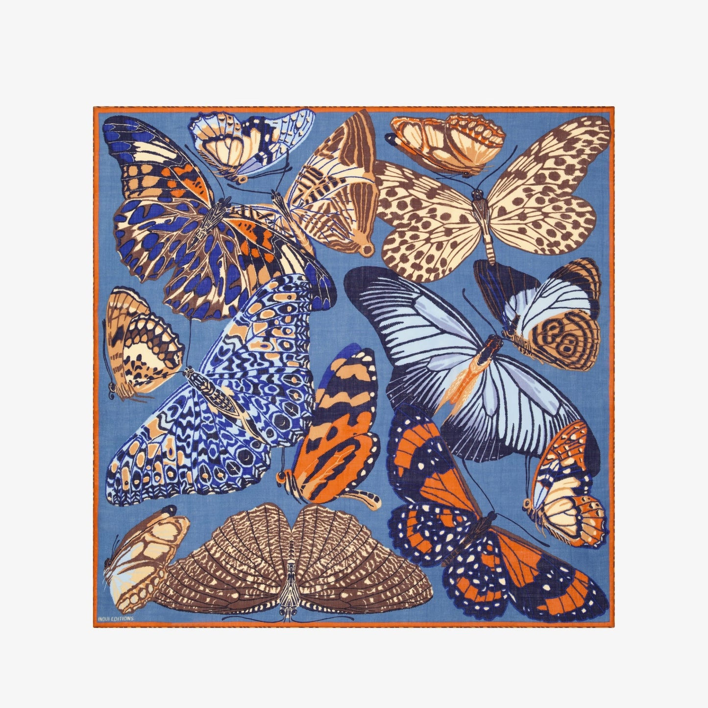 Papillons Square Scarf in Duck Blue