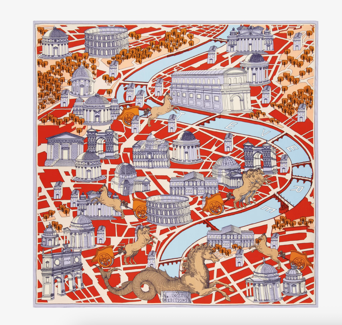 Rome Square Scarf in Orange