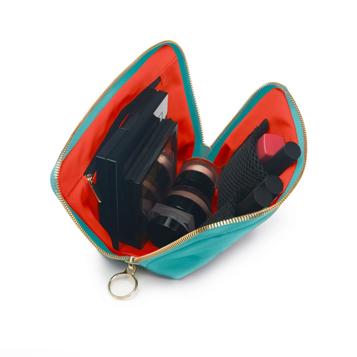 Sea Green Everyday Makeup Bag (Orange Interior)