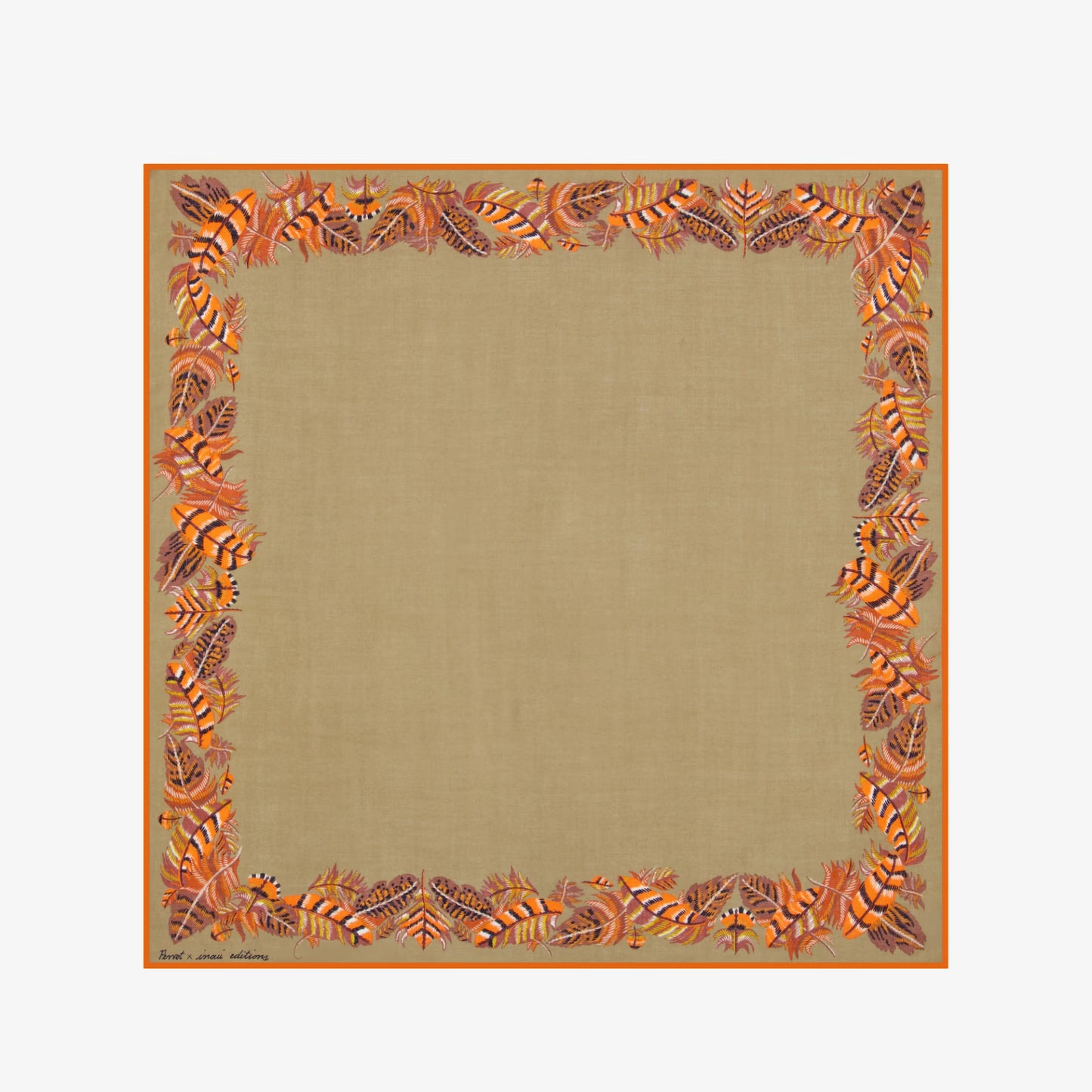 Plumes Square Scarf in Beige