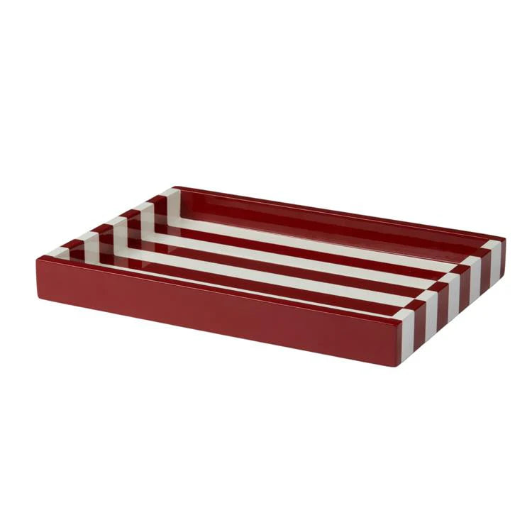 Small Rectangle Tray in Burgundy Stripe