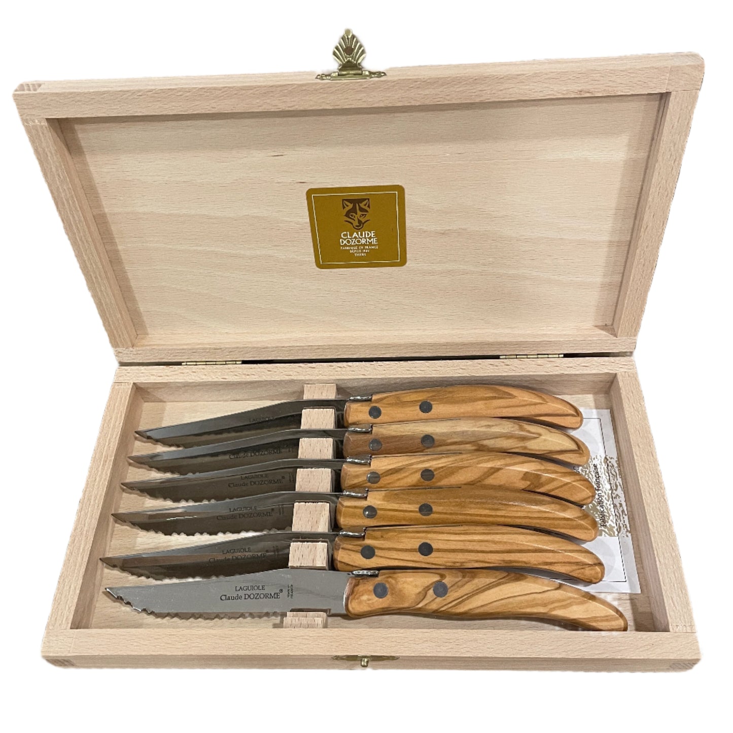 Wood Handle Claude Dozorme Berlingot Knives, Set of 6