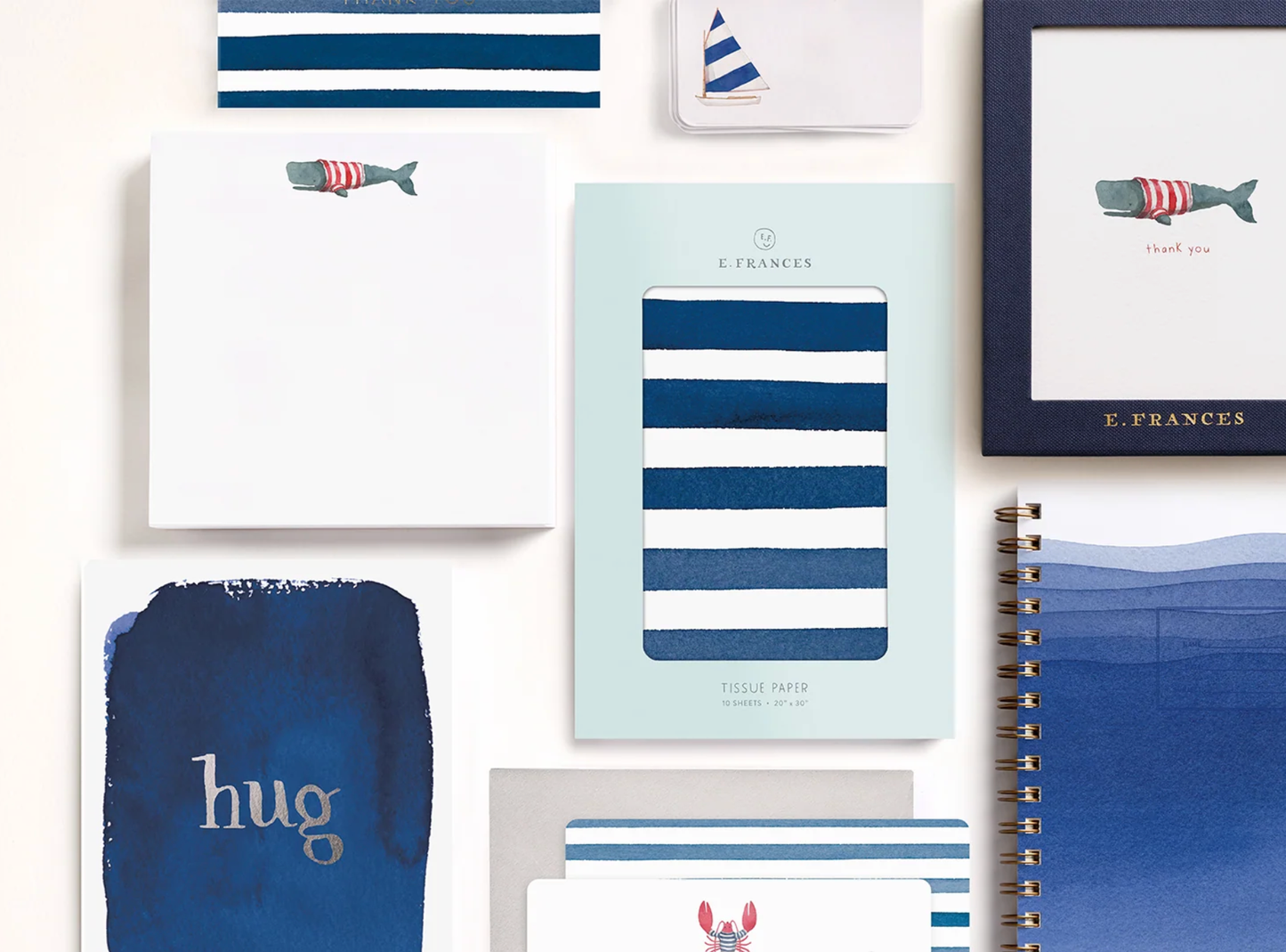 Navy Stripes Thank You Boxed Card Set