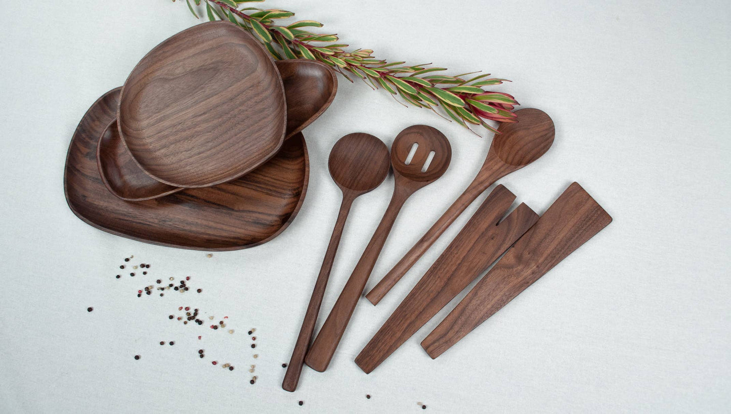 10’’ Walnut Wooden Salad Servers Set