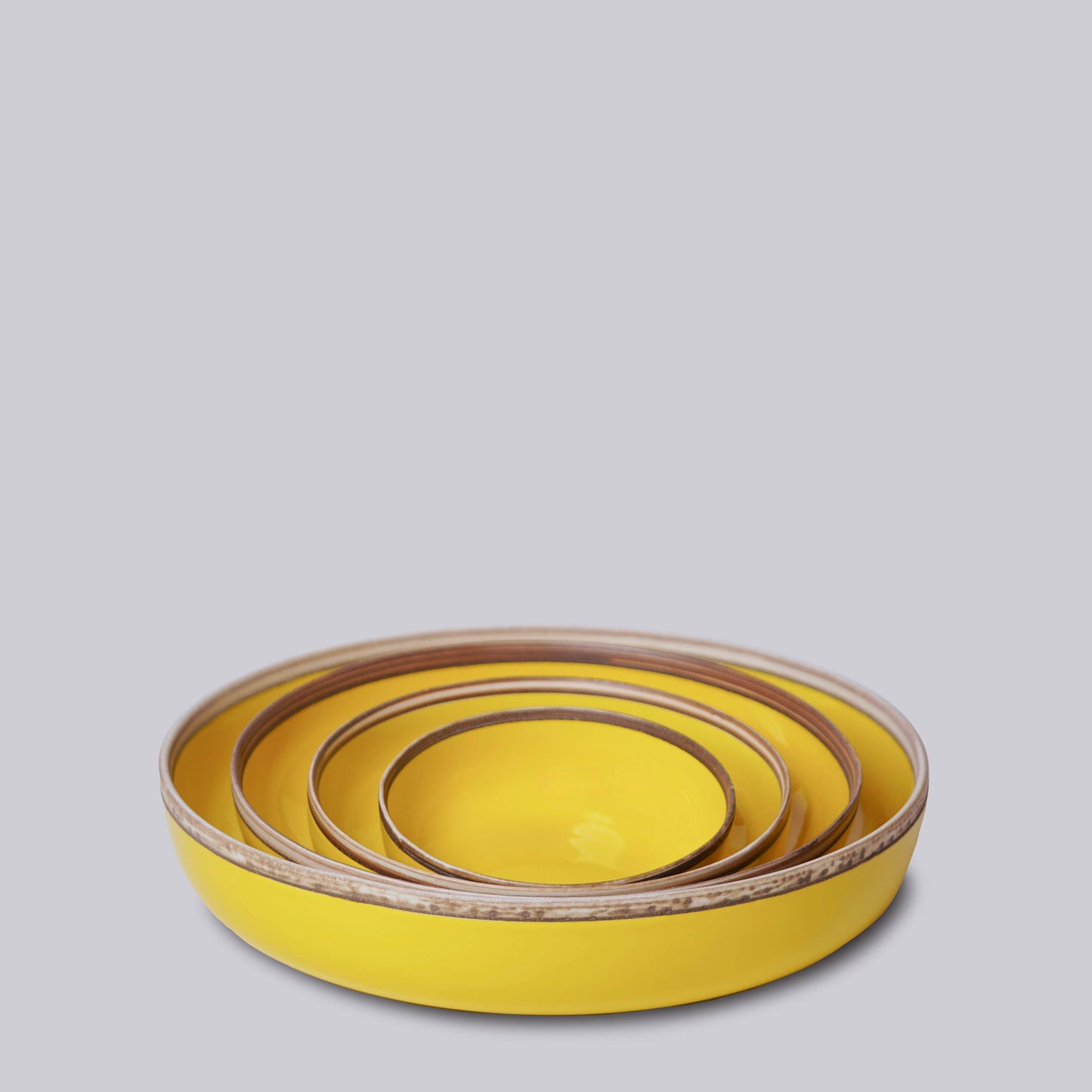 Yellow Glossy Nesting Porcelain Hermit Bowls