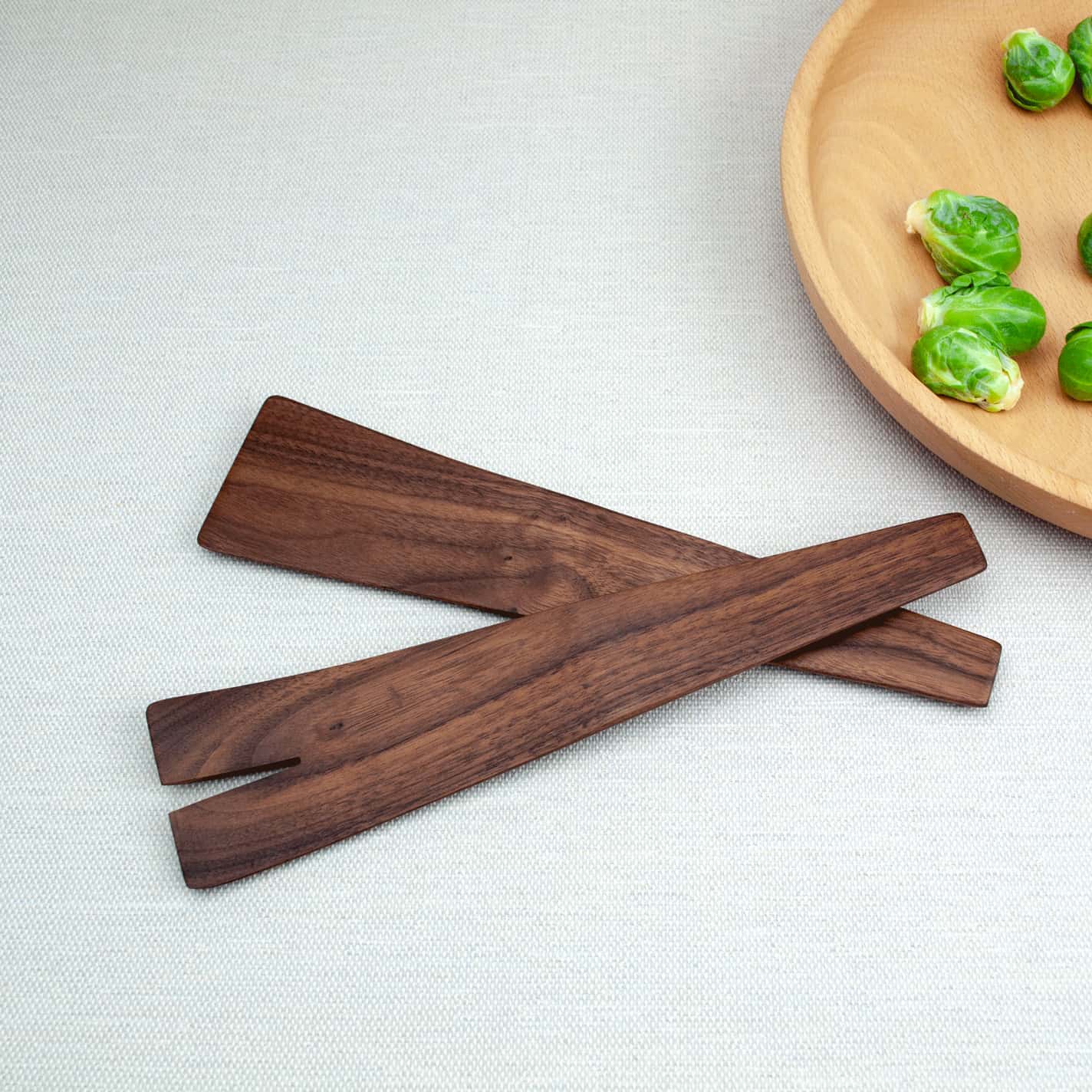 10’’ Walnut Wooden Salad Servers Set