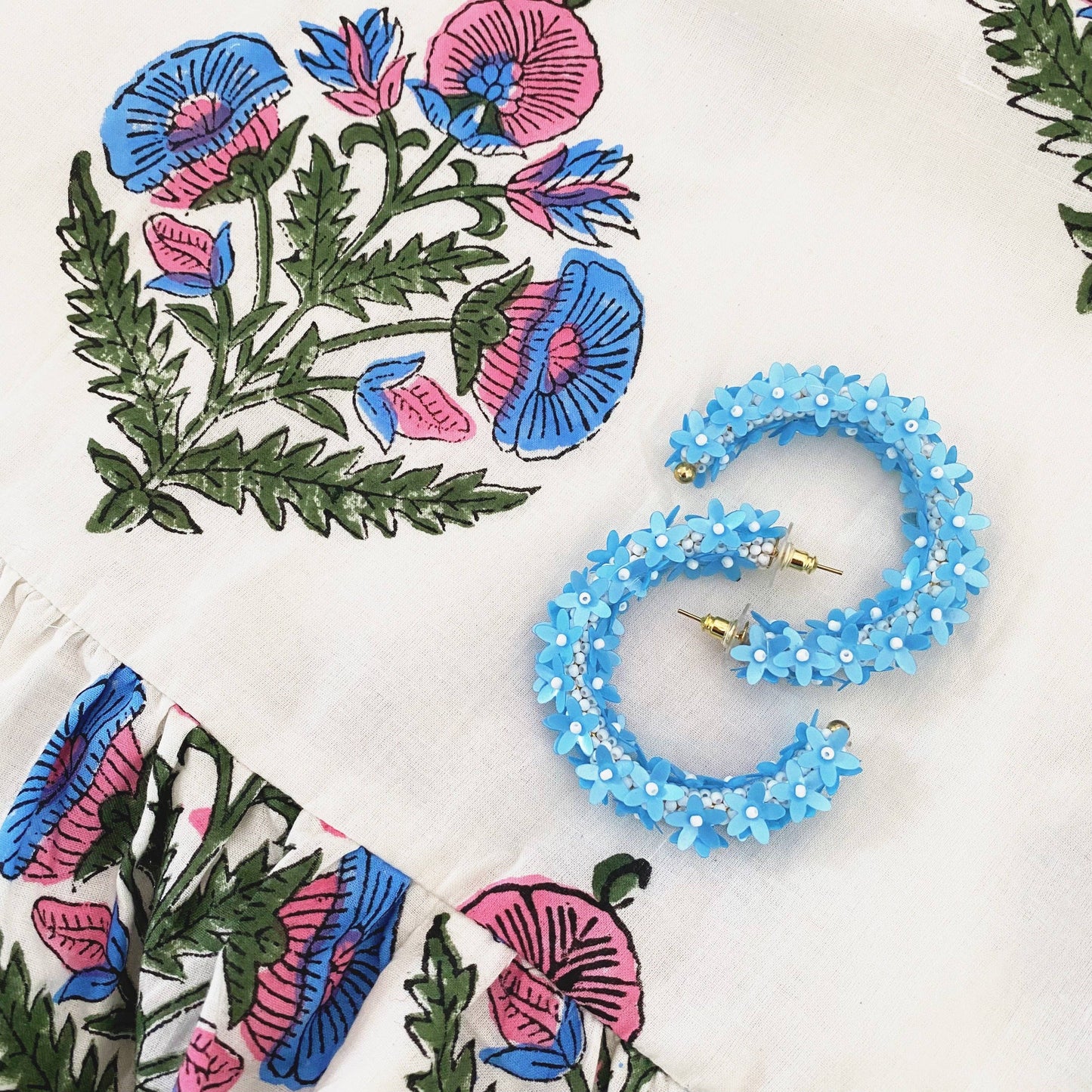 Flower Hoops in Blue Hydrangea