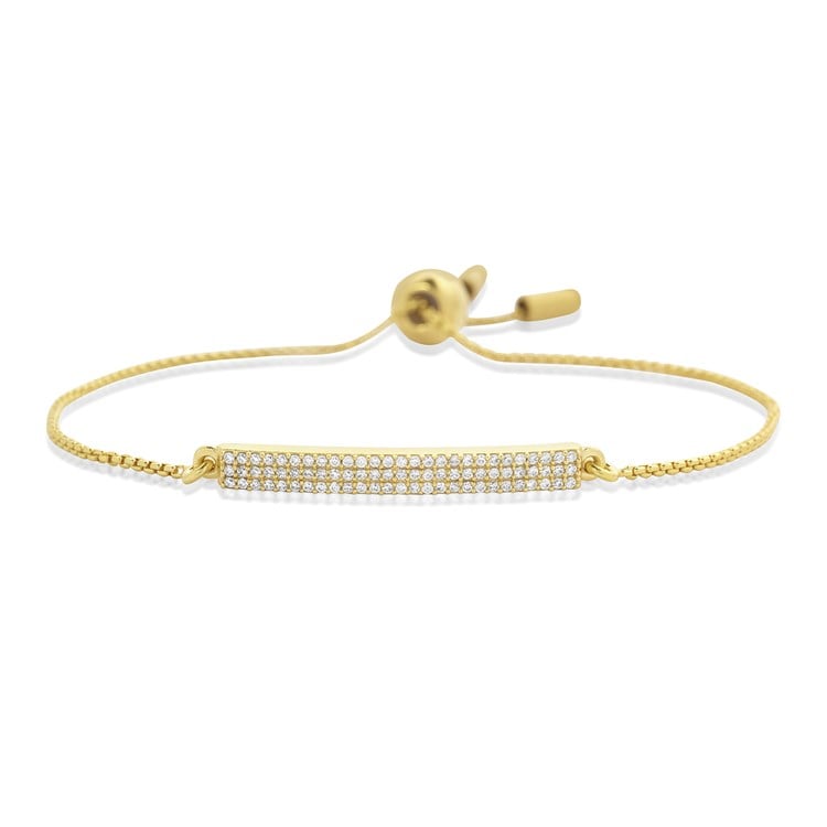 Petite Pave Bar Bracelet - Gold/White Topaz