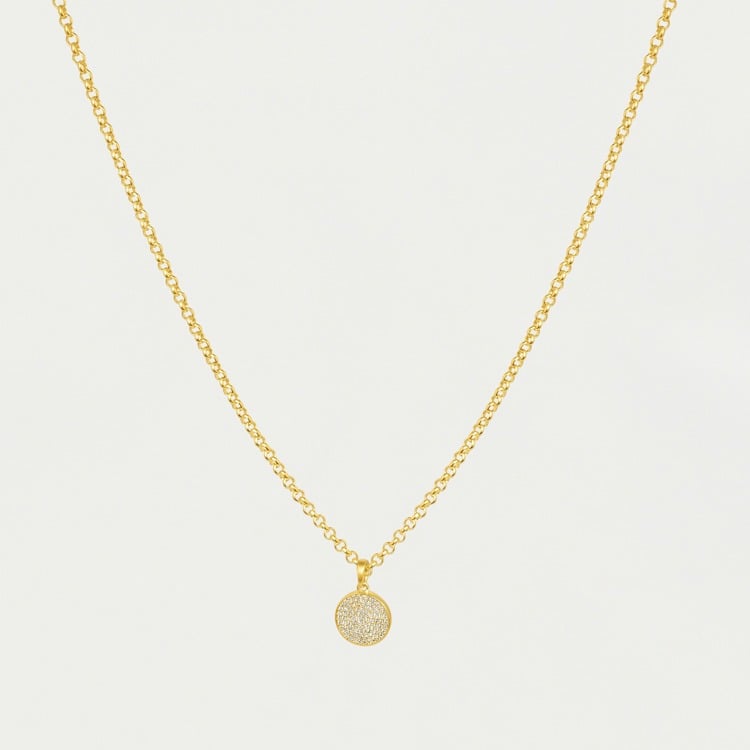 Madeleine Pave Pendant Necklace - Gold - White Topaz