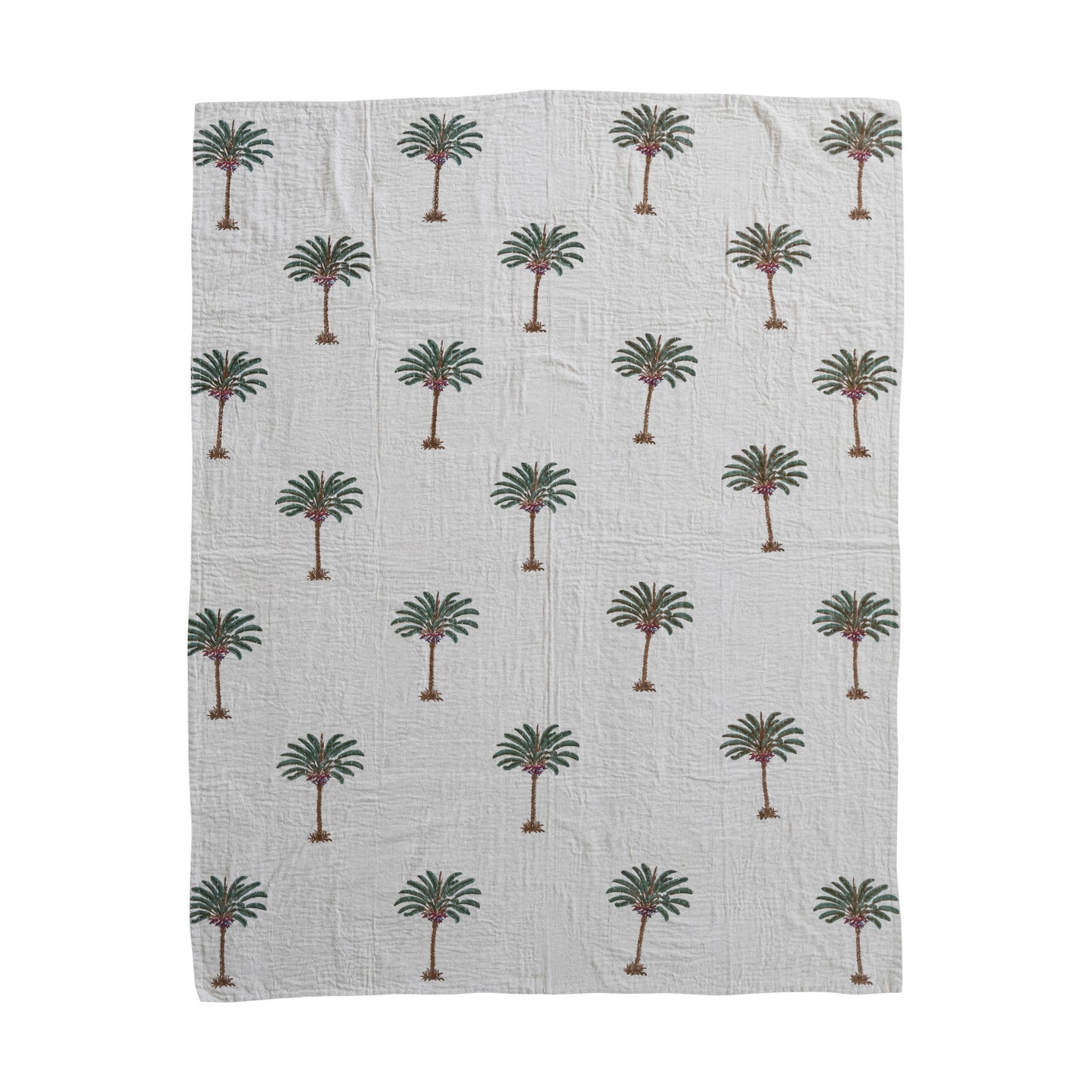 Cotton & Linen Throw with Hand-Embroidered Kantha Stitch