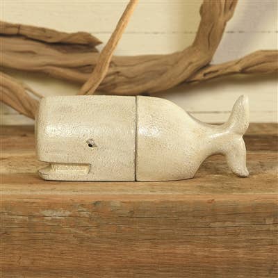 Whale Bookends Pair - Cast Iron - White
