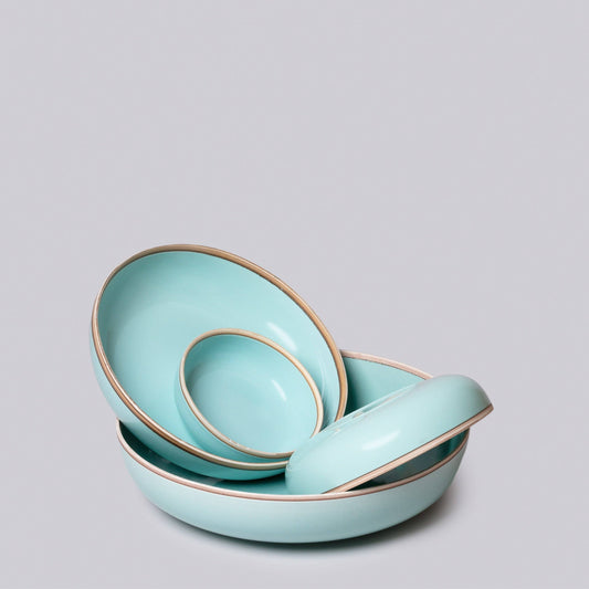 Celadon Glossy Porcelain Nesting Hermit Bowls