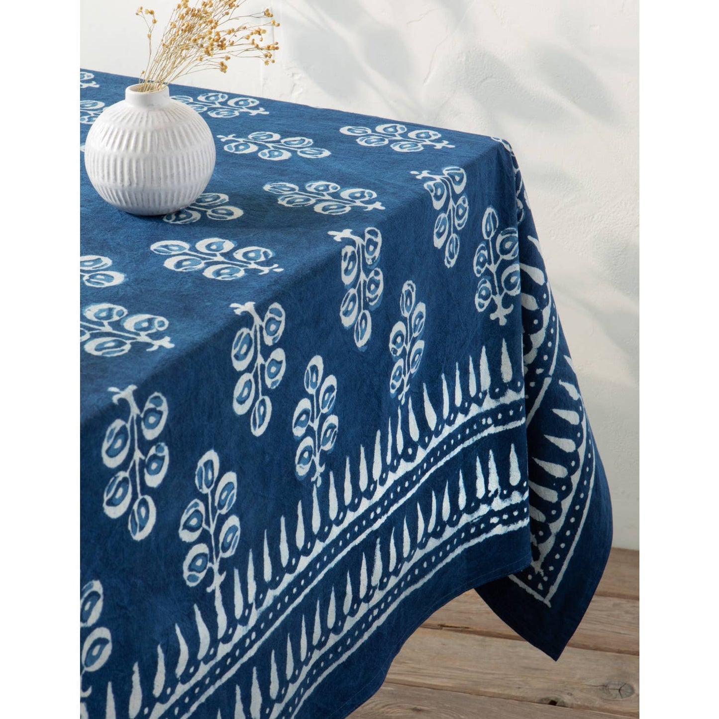 Hawthorn Block Print Tablecloth 90 x 60 inches