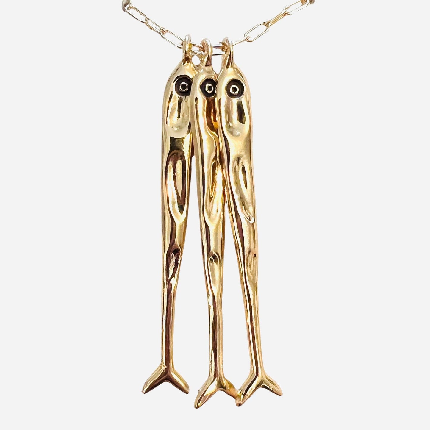 Triple Gold Fish Pendant Necklace