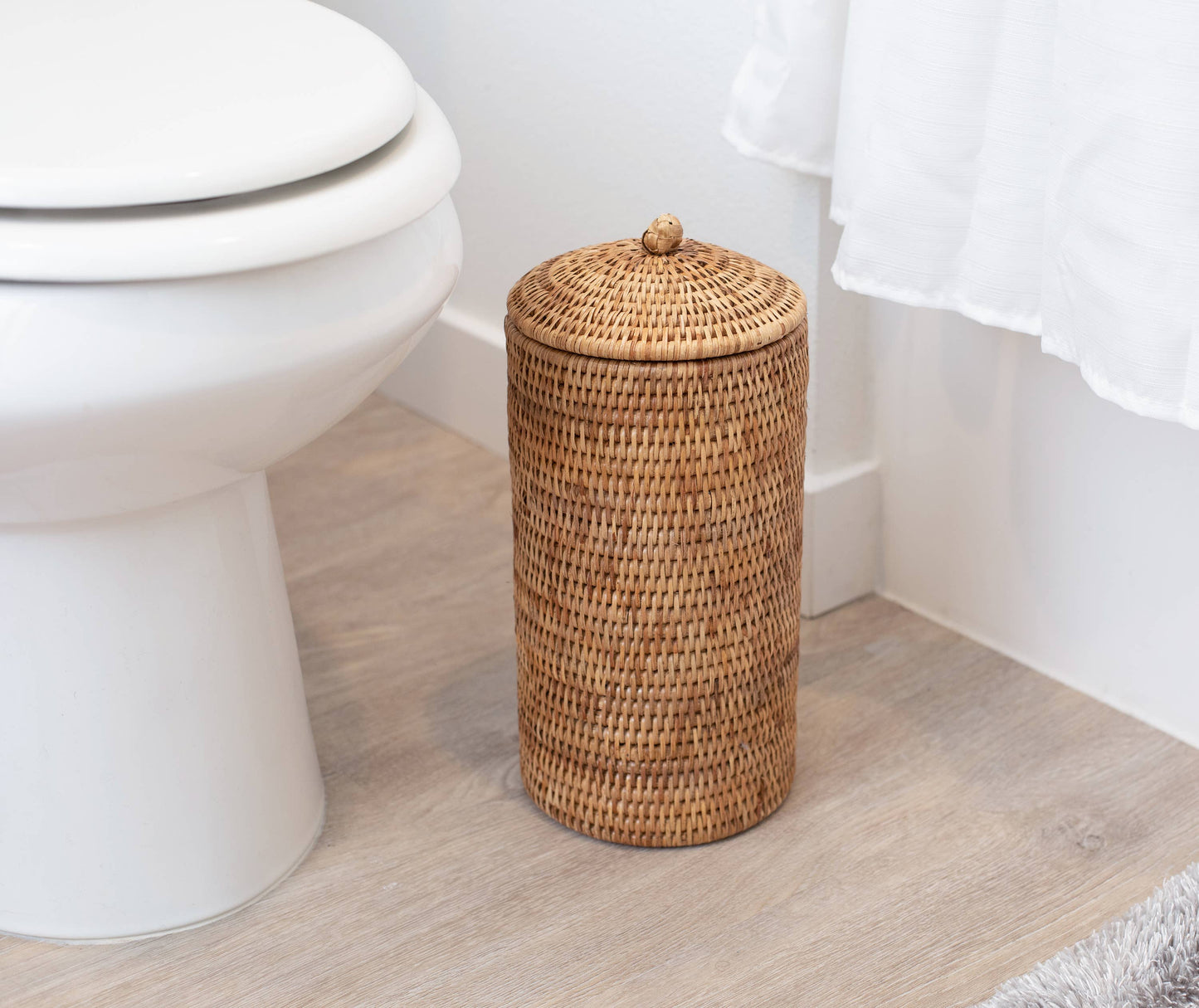 Rattan Double Toilet Roll Holder – Bathroom Organizer