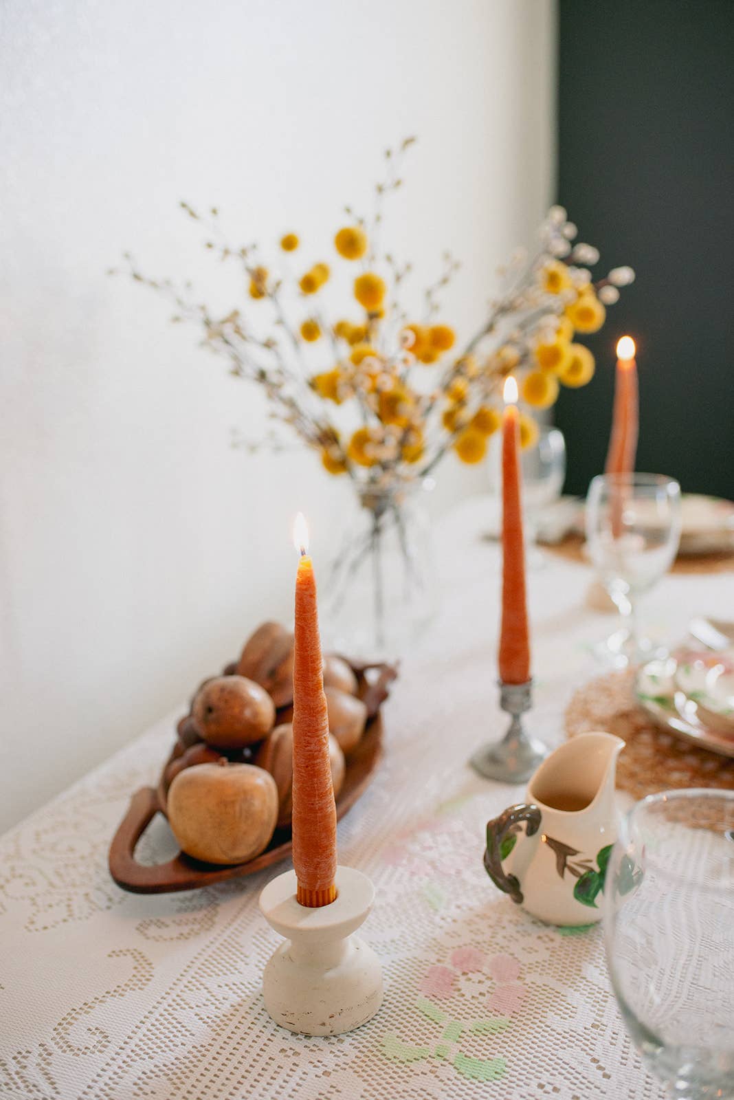 Beeswax Carrot Taper Candle Pair, Set of 2