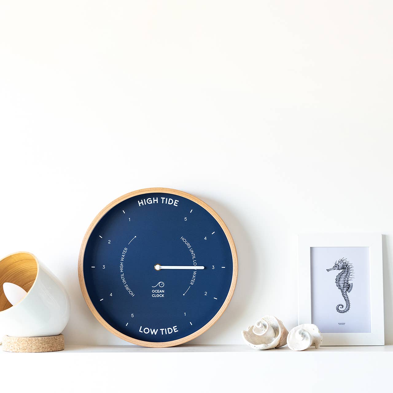 Navy blue wooden tide clock