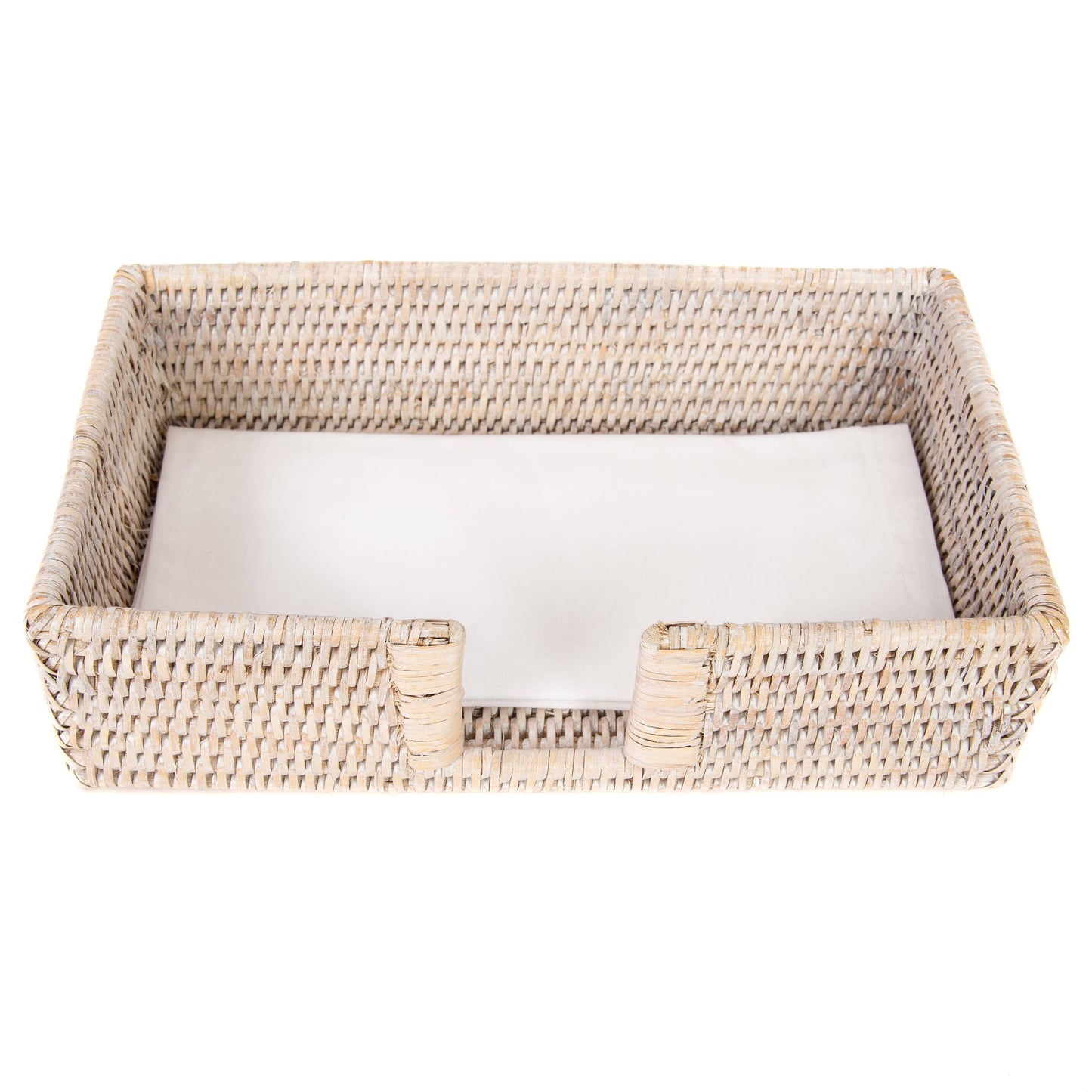 Rattan Guest Towel Holder with Cutout – Napkin Tray