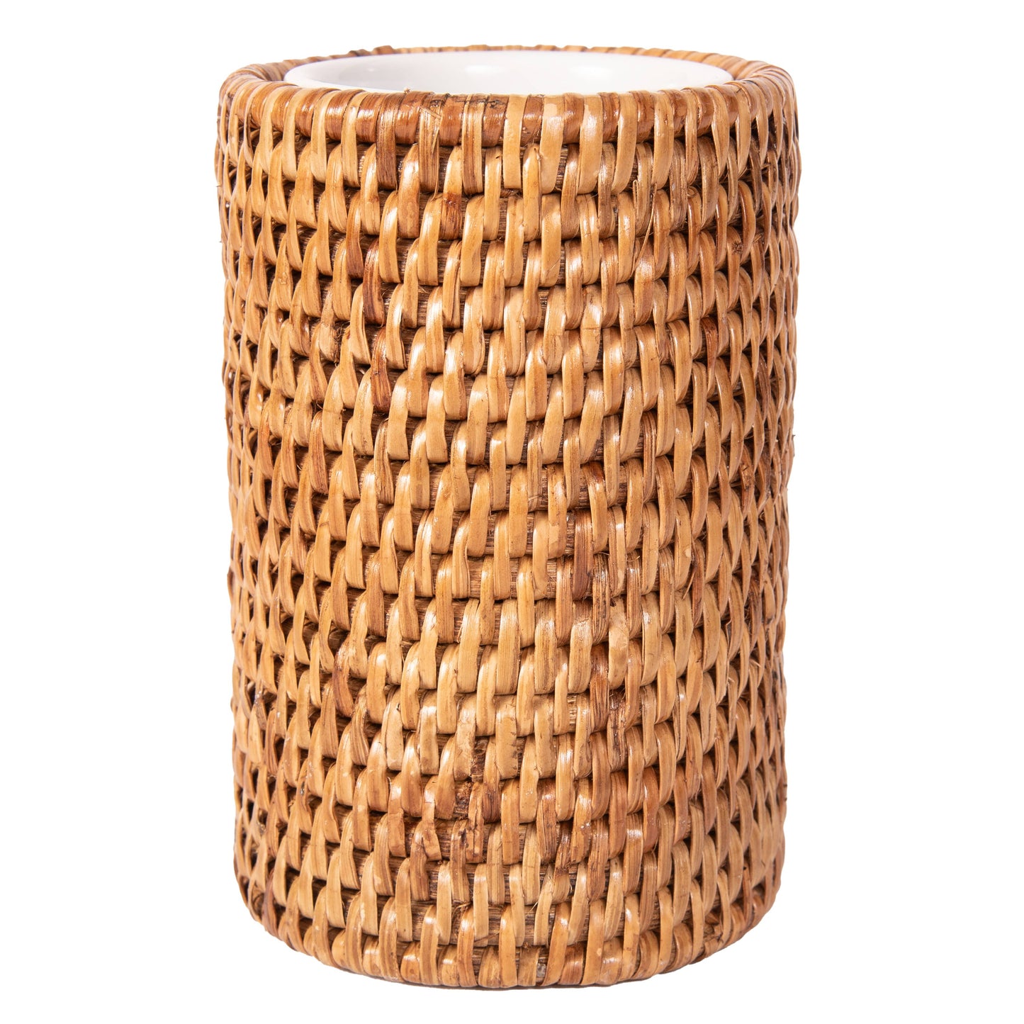 Round Rattan Tumbler with Ceramic Insert