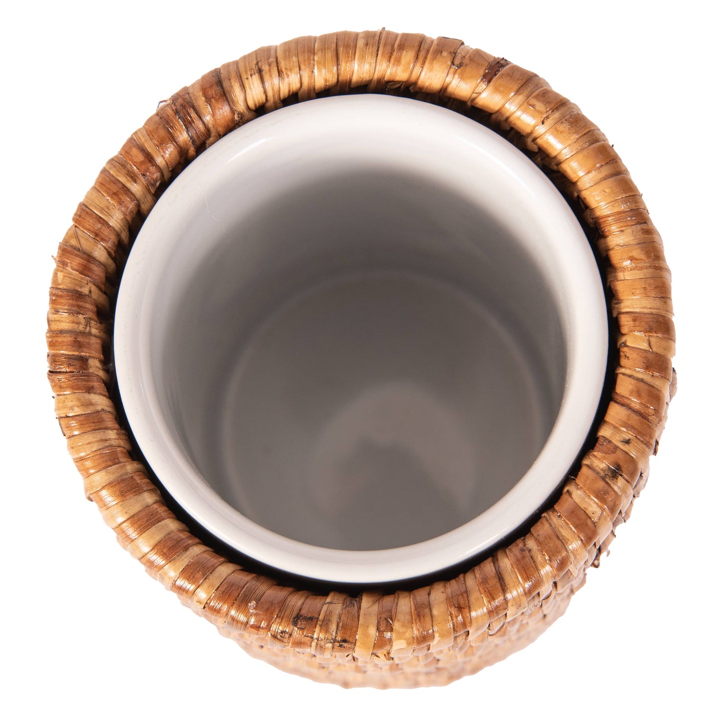 Round Rattan Tumbler with Ceramic Insert