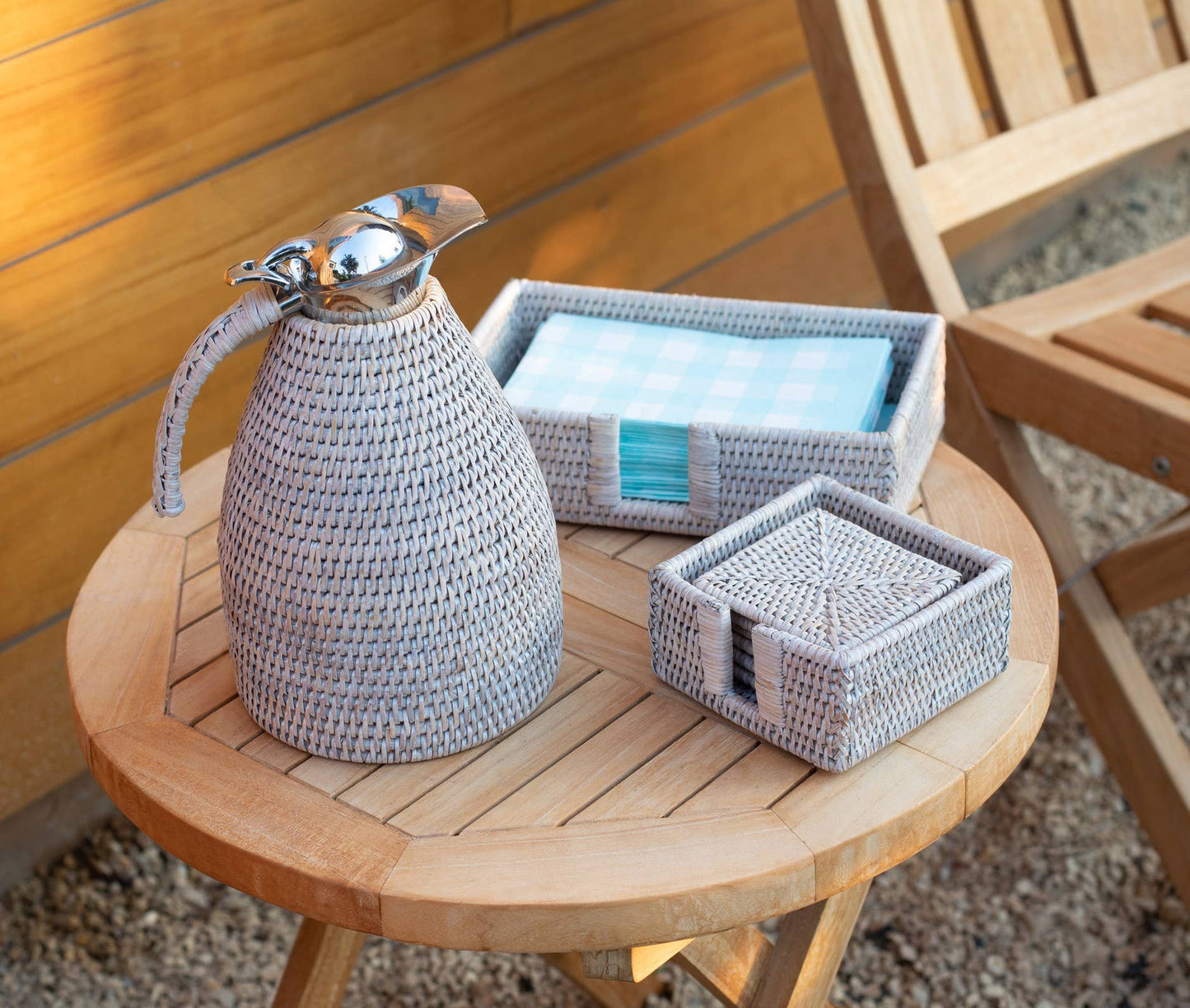 Rattan Guest Towel Holder with Cutout – Napkin Tray