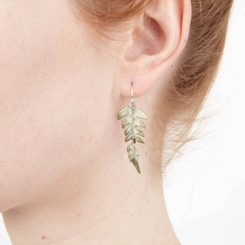 Fern Large Single Leaf Wire Earrings