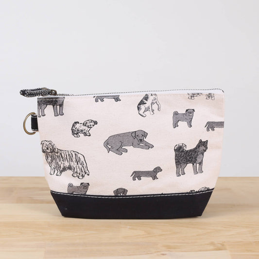Dog Print Canvas Zippered  Pouch