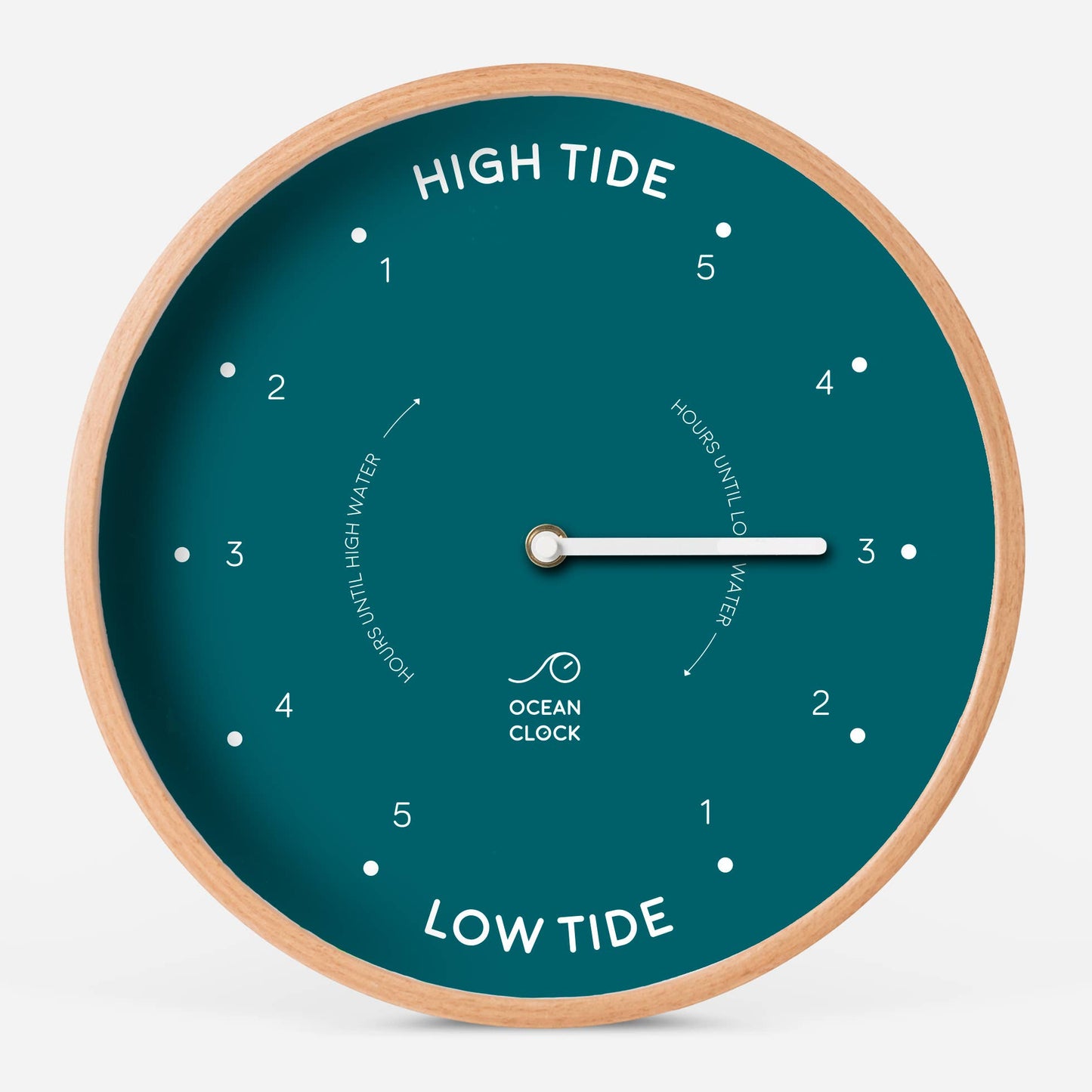 Peacock teal wooden tide clock