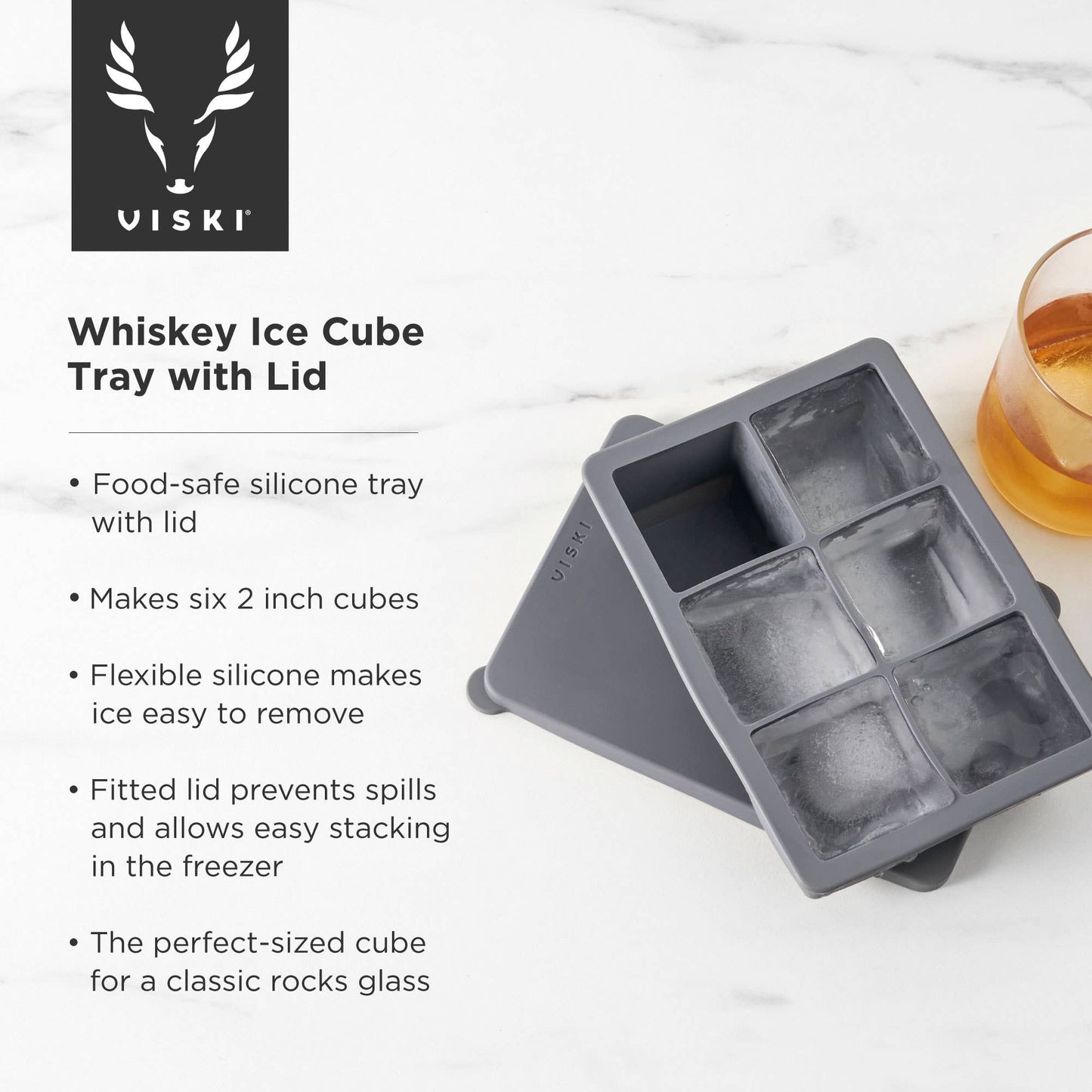 2" Whiskey Ice Cube Tray with Lid