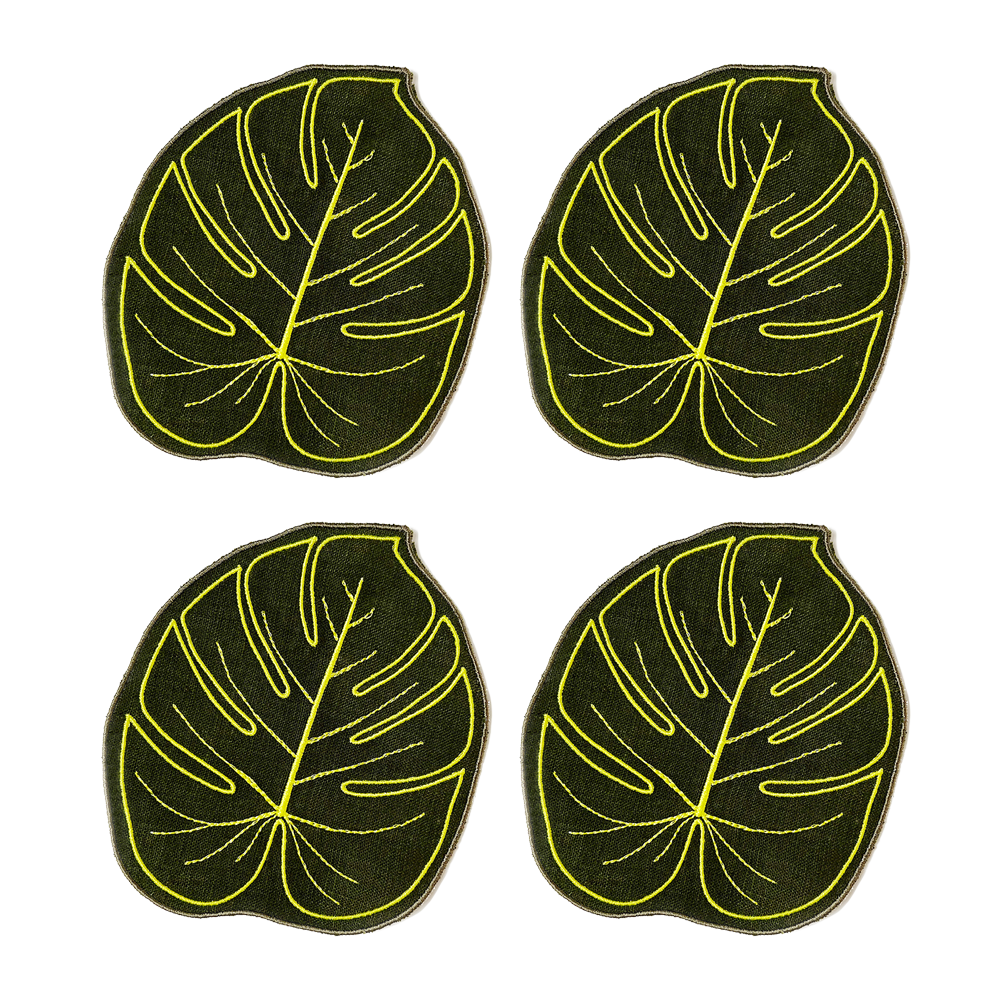 Monstera Leaf Cocktail Napkins - Set of 4