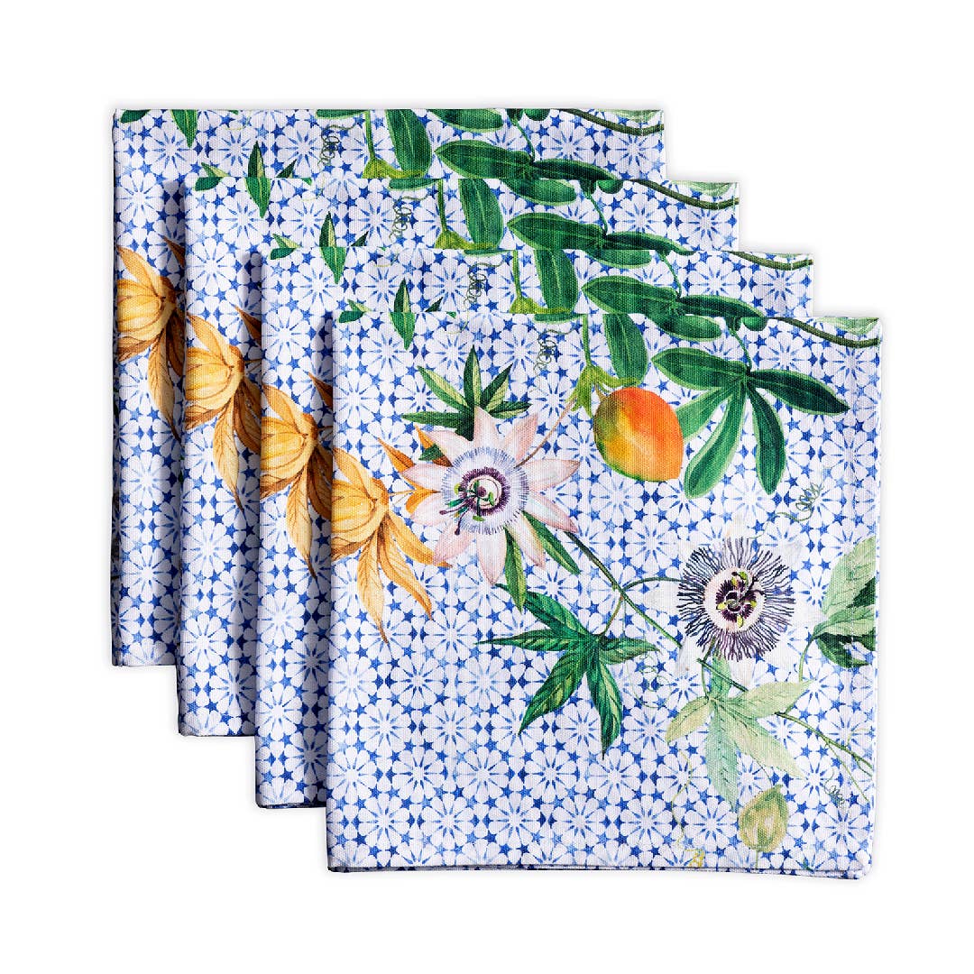 Cotton Square Napkins - Set of 4 - Passiflora