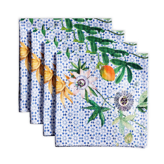 Cotton Square Napkins - Set of 4 - Passiflora
