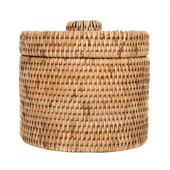 Rattan Round Single Tissue Roll Box