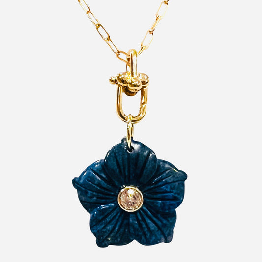 Lapis Flower Pendant Necklace