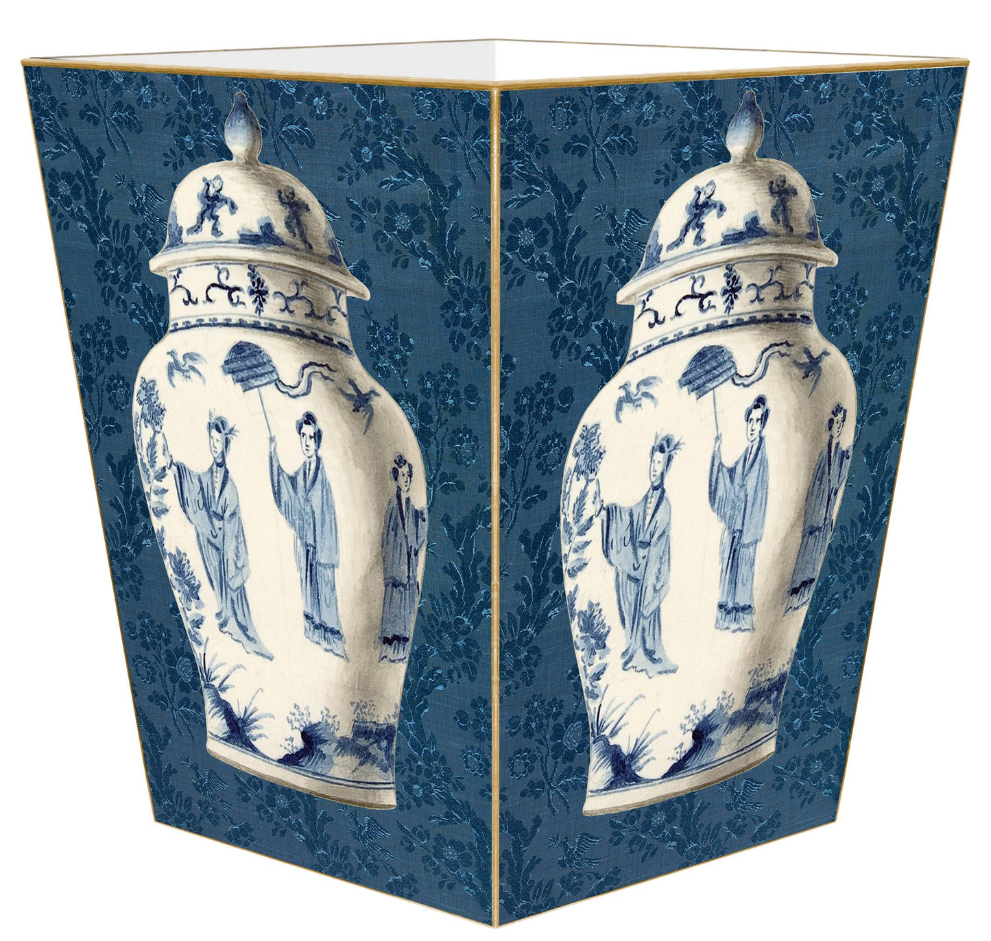 Ginger Jar on Blue Wastepaper Basket