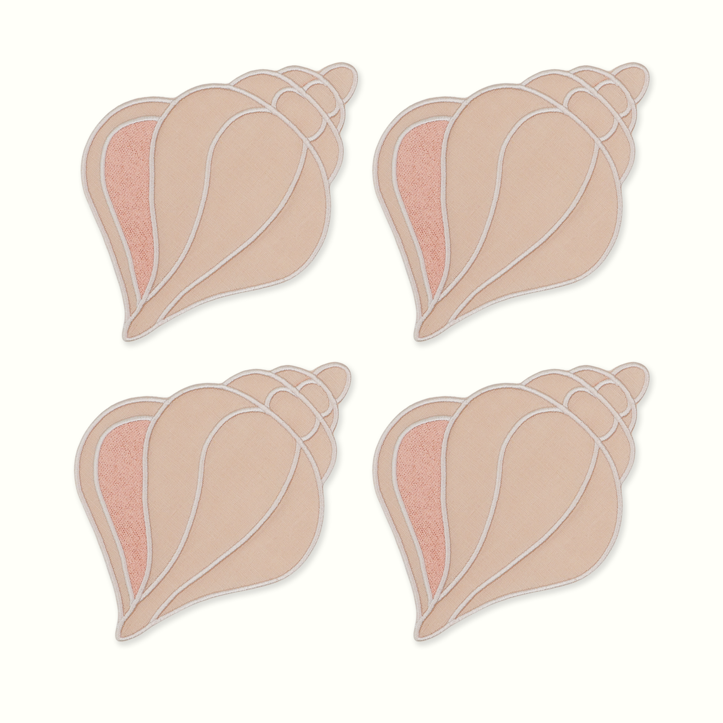 Shell Linen Cocktail Napkins - Set of 4