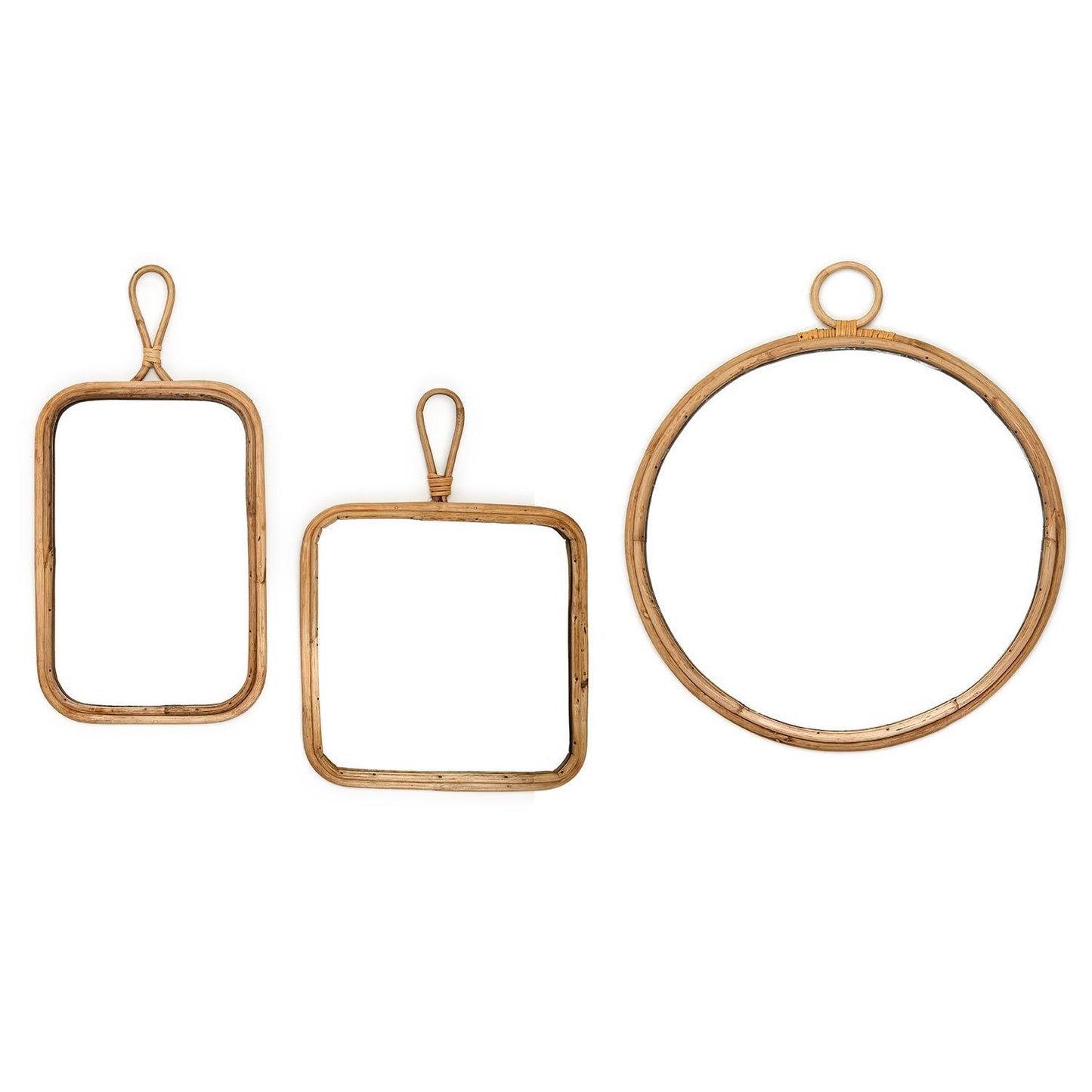 Square Rattan Mirror (10")