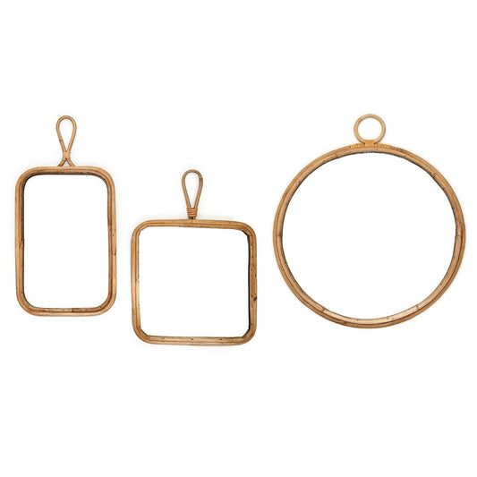 Round Rattan Mirror (16")