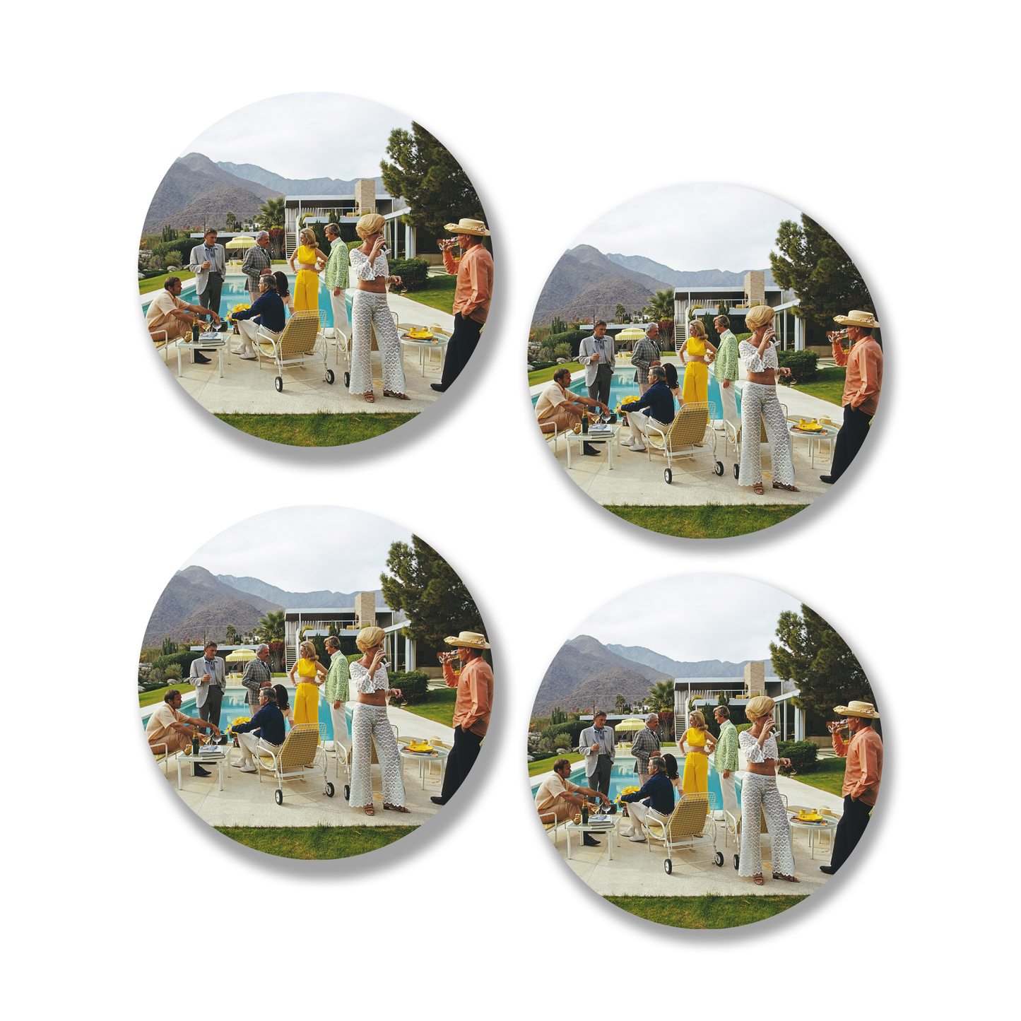 Poolside Chic Ceramic Coasters (Set of 4)